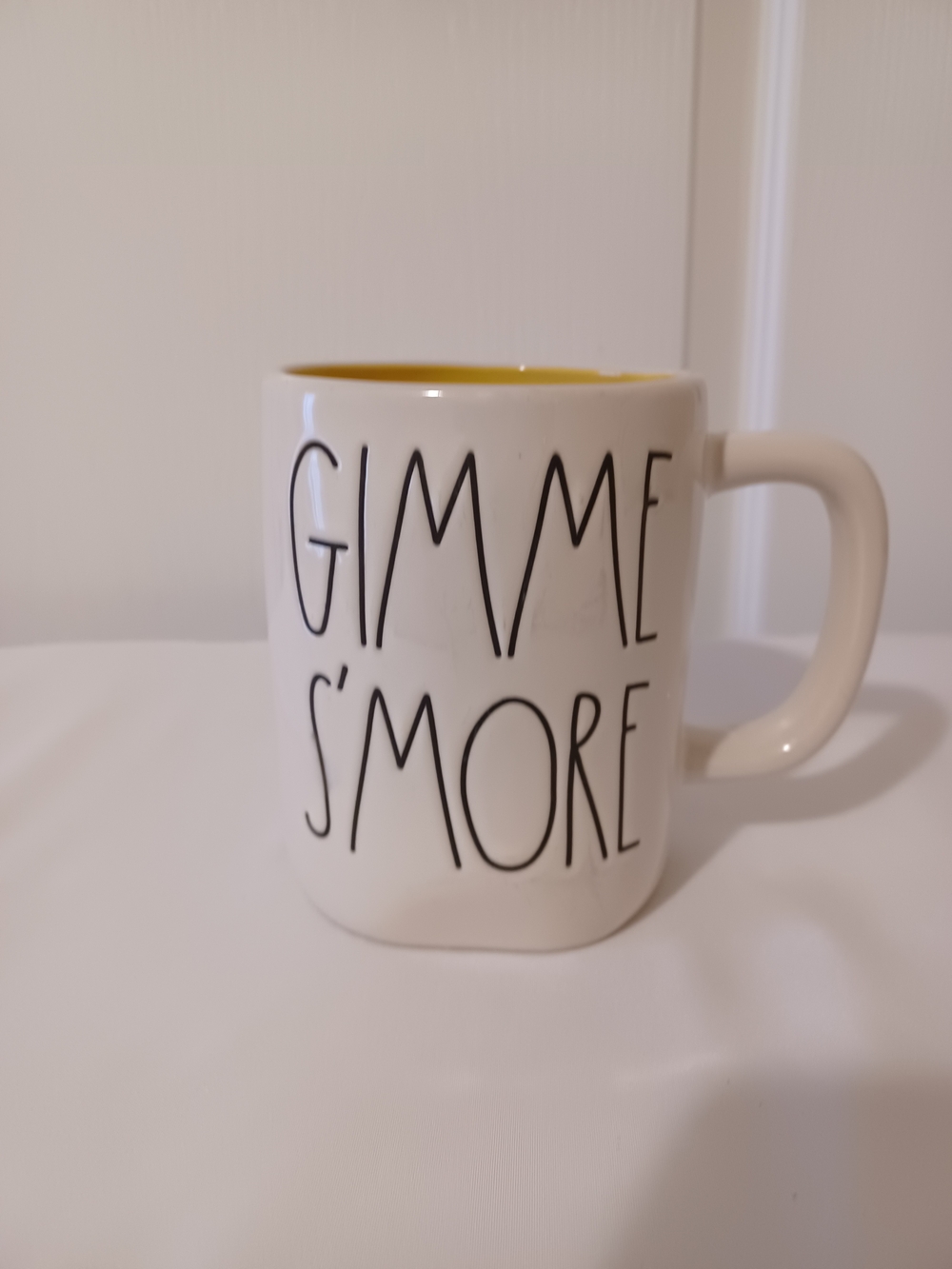 Rae Dunn White Mug with Yellow Interior 'GIMME S'MORE'
